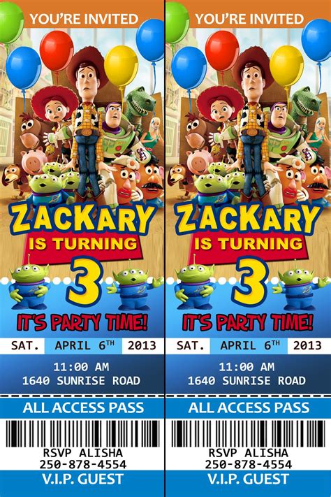 Zacks Birthday Invites Birthday Invitations Invites Toy Story