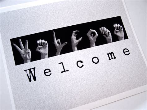 Welcome Sign Asl Sign Language Letters Black And White Digital Photo