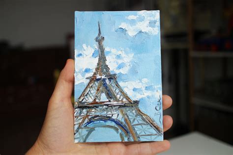 Paris Mini Oil Painting Original Framed Eiffel Tower Handmade Etsy