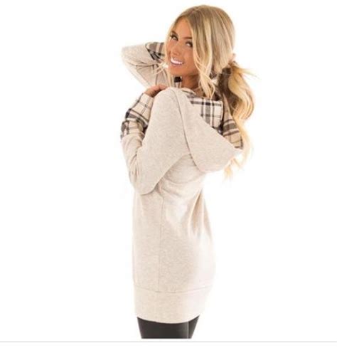 Lime Lush Boutique Oatmeal Comfy Hoodie With Plaid Comfy Hoodies