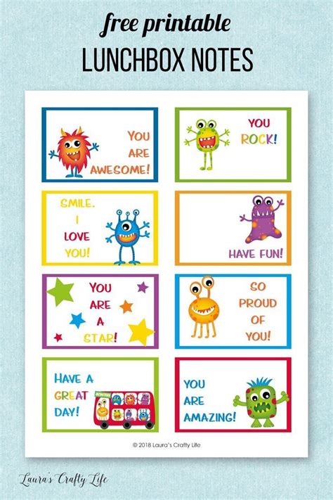 Printable Lunchbox Notes Lunch Box Notes Printable Lunch Box Notes