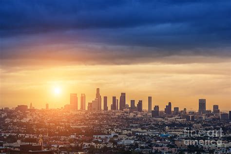 Sunrise Over Los Angeles City Skyline Photograph By Logoboom Fine Art