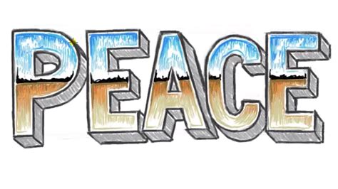 How To Draw Peace 3d 3d Block Letters Peace With Chrome Letter