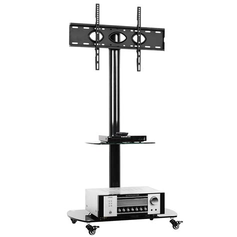 Vivo tv display portable floor stand height adjustable mount. Mobile TV Cart Rolling TV Stand on Wheels for 32" to 65 ...