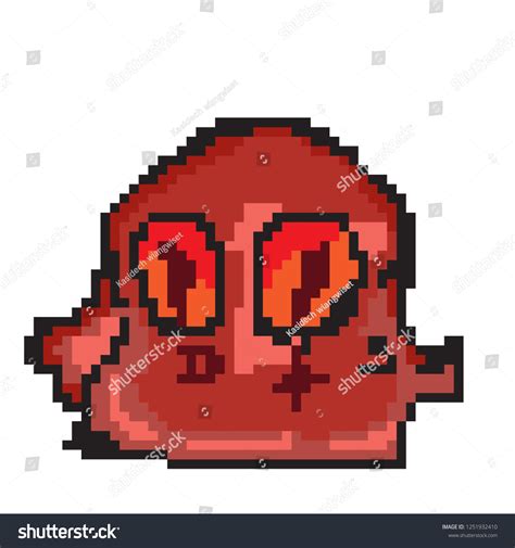 Pixel Art Of Red Slime Monster Royalty Free Stock Vector 1251932410