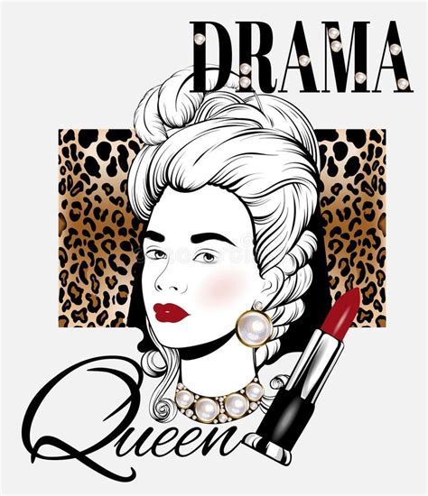 Drama Queen Vector Hand Drawn Illustration Of Girl In Wig With Pomade