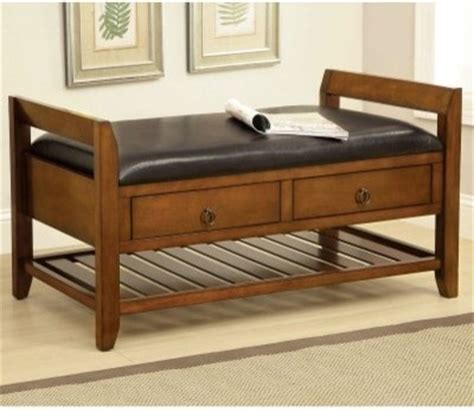 Looking for a modern bench for your home? Tereno Padded Leatherette Storage Bench - Antique Oak ...