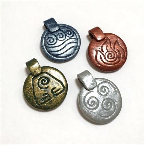 Avatar The Last Airbender Pendants Four Elements Necklace Etsy The