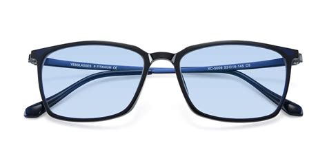 Blue Geek Chic Low Bridge Fit Geometric Tinted Sunglasses With Light Blue Sunwear Lenses Xc 5009
