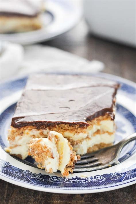 A layered eclair cake that can feed a crowd! No Bake Eclair Cake | TheBestDessertRecipes.com