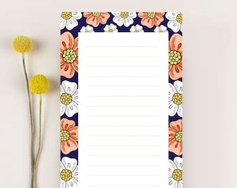 Notepad Tear Off Notepad Small Notepad Floral Notepad Etsy