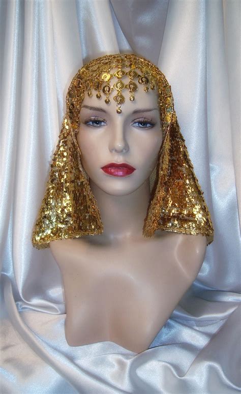 Gold Cleopatra Headpiece Egyptian Inspired Nemes Sequin Etsy