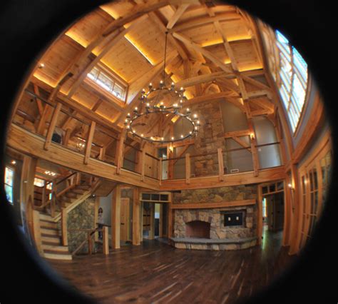 Timber Frame Lodge On The River Montagne Salle De Séjour