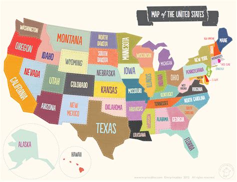 Map of the united states with state capitals. Printable Map of The USA - Mr Printables