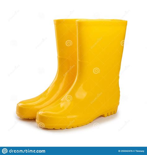 Yellow Rubber Boots Isolated On White Background Stock Photo Image Of