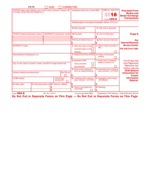 Irs 1099 B 2016 Fill Out Tax Template Online Us Legal Forms