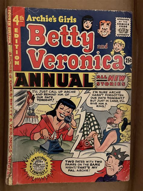 archie s girls betty and veronica annual 4th edition htf 1955 1956 good
