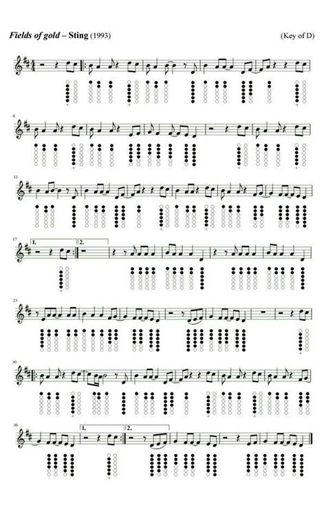 Fields Of Gold Sting Tin Whistle Sheet Music And Tabs Tin Whistle