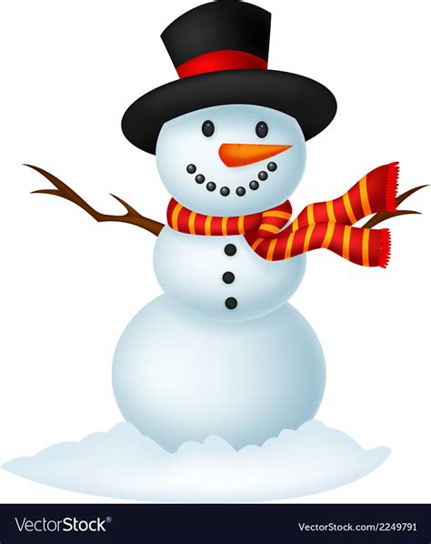 Christmas Snowman Cartoon Wearing A Hat And Red Sc