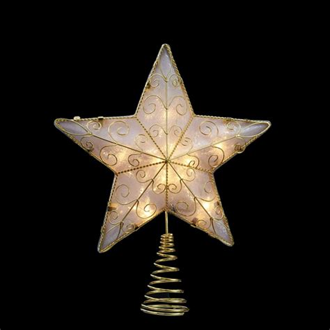1175 Lighted Gold Reflector Star Christmas Tree Topper Clear Lights