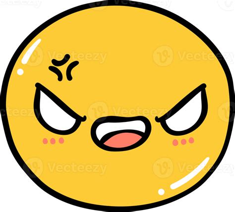 Cute Angry Emoji Kawaii Emoticon Doodle Outline 28177829 Png
