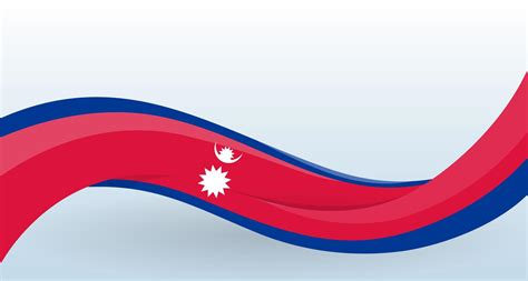 Nepal Waving National Flag Modern Unusual Shape Design Template For