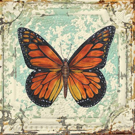 Lovely Orange Butterfly On Tin Tile Painting By Jean Plout Pixels