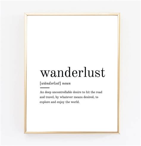 Wanderlust Definition Wanderlust Print Printable Wall Art Etsy