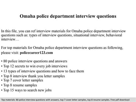 Omaha Police Department Interview Questions Ppt