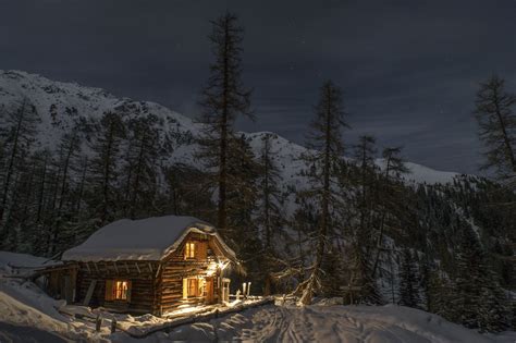 Winter Retreat Mountain Huts Rustic Log Cabin Cabins In The Woods