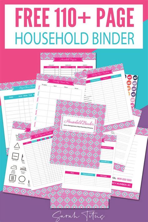 Household Binder Printables 110 Pages Household Binder Printables