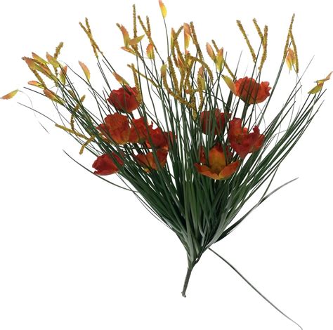 makovice trs s trávou 56 cm oranžová keramika umĚlÉ kvĚtiny dekorace