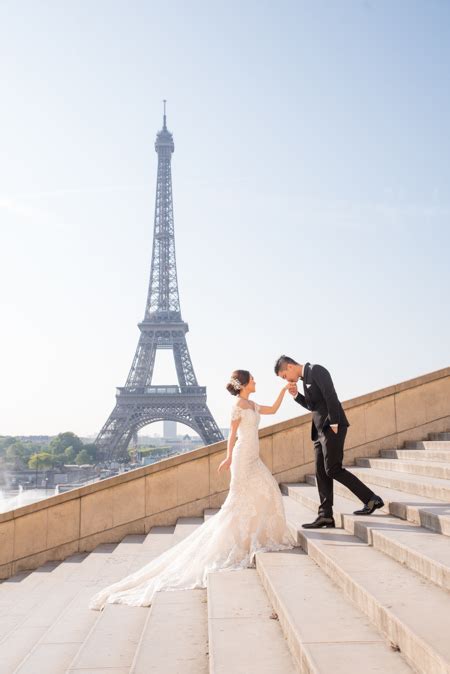 Romantic Paris Wedding Photo Session Eiffel Tower Stairs The Parisian