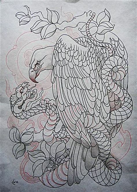 They've stood as strong symbols in thousands of stories from modern fiction to religious. Tattoo design - Eagle and snake lineart by Xenija88 on ...