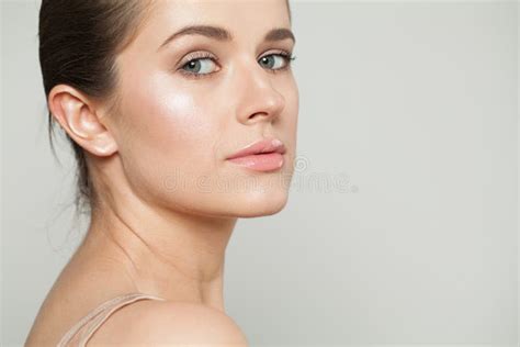 Natural Beauty Pretty Model Woman With Natural Healthy Clear Skin Face Closeup Stock Image