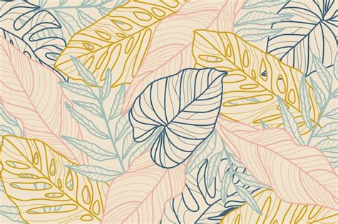 Premium Vector Tropical Leaves With Pastel Background