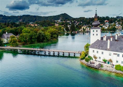 Aerial View Of Gmunden Schloss Lake In Austria Stock Image Image Of