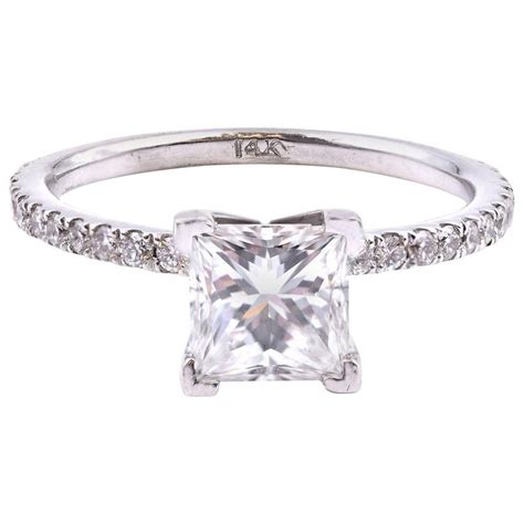 14 Karat White Gold 102 Carat Diamond Engagement Ring For Sale At 1stdibs