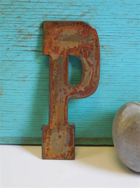 Metal Letter P Industrial Metal Salvage Aged By Salvagerelics