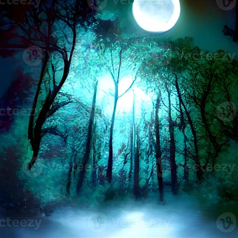 Fantasy And Magical Enchanted Fairy Tale Landscape With Forest