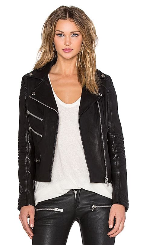 Anine Bing Biker Leather Jacket In Black Revolve