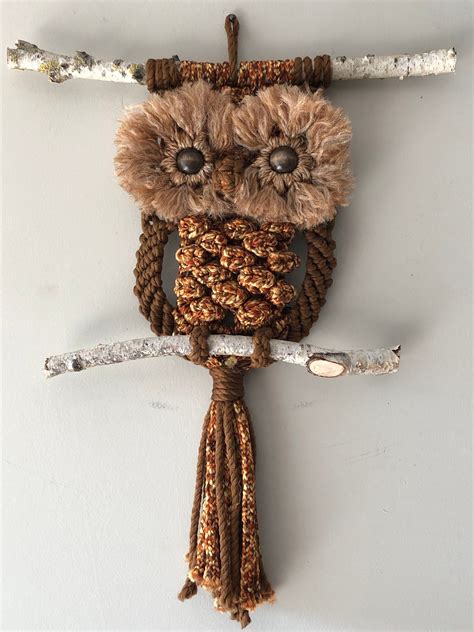 Macrame Owl Variegated Wall Hanging Home Decor Macrame Owl Macrame Patterns Macrame Decor