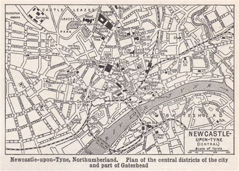 Vintage Map Of Newcastle Upon Tyne 1930s Editorial Photography Image
