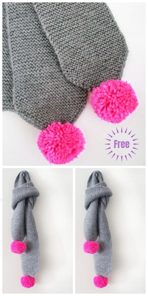 This crochet pattern is an original pattern and is © by linda potts (september. Easy Knit Garter Stitch Pom Pom Scarf Free Knitting ...