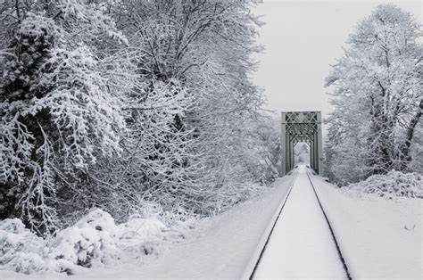 Download Snowy Train Tracks Royalty Free Stock Photo And Image