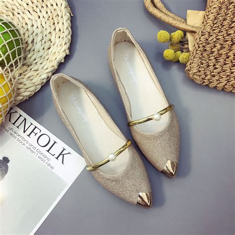 Bling Pointed Toe Women Flats Fashion Shoes Solid Female Flat Shoes Shallow Summer Shoes Ladies