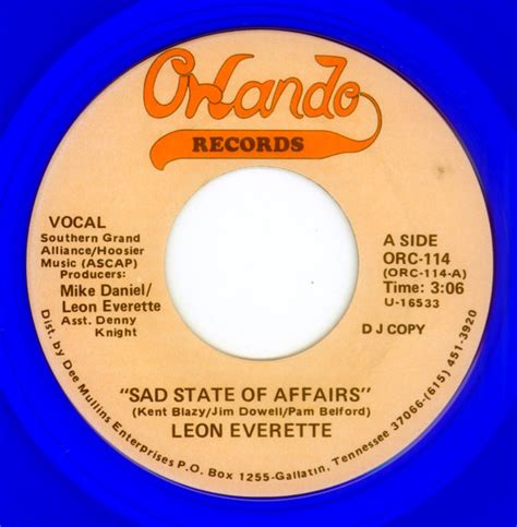 Leon Everette Sad State Of Affairs 1986 Blue Vinyl Vinyl Discogs