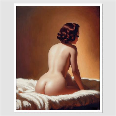 SD A Painting Of A Naked Nude Woman Sitting On A Bed An Art Deco Painting Inspired By