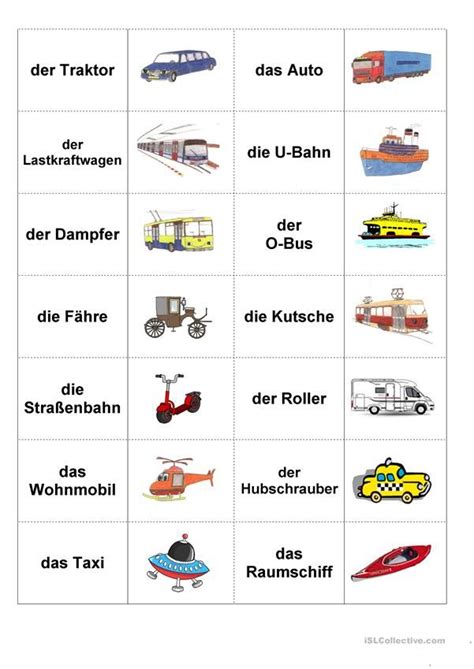 Verkehrsmittel Deutsche Sprache Verkehrsmittel Oberbegriffe