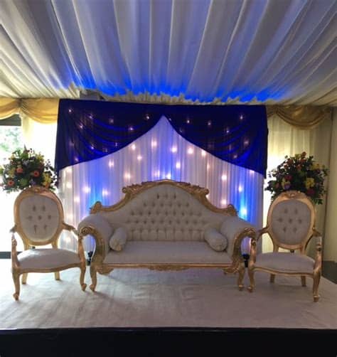 Searching for best wedding decorators in bangalore? Gold leaf sofa set at Goosedale Nottingham featuring a ...